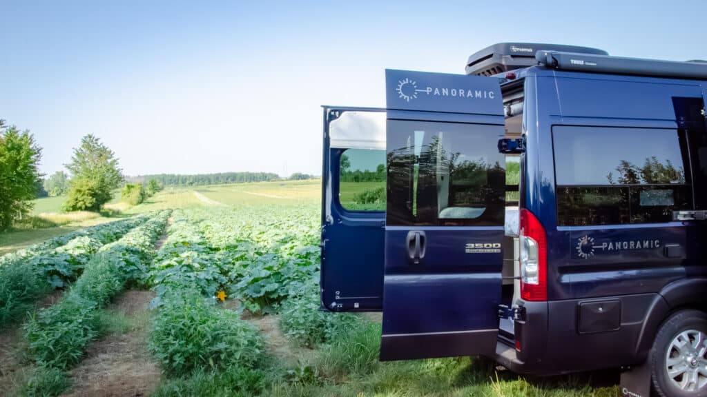 Panoramic, logo, Mont Rouge, VR, RV, Classe B, bleu