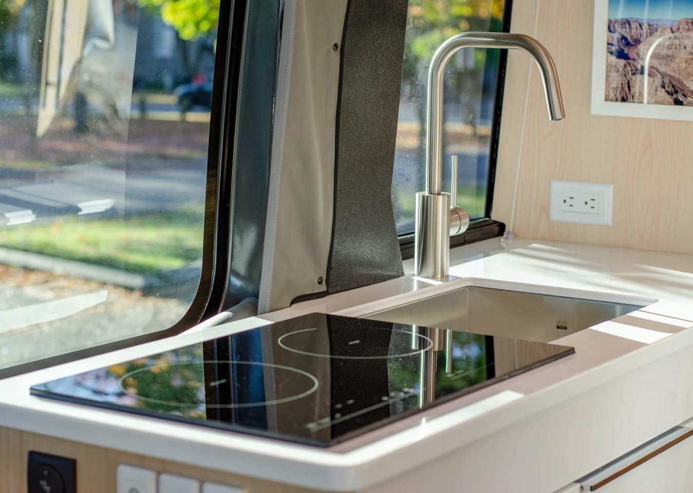 Panoramic, VR, RV, RAM, ProMaster, Gris granite, Chambly, feuilles, automne, G, cuisine, évier